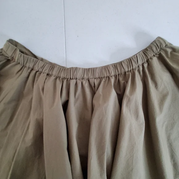 Free People Gaia Cotton Poplin Mini Skirt Size XL Green Pleated Pockets Festival